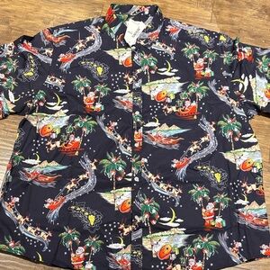 Tropical Night Men's Casual Santa button down short sleeve Shirt